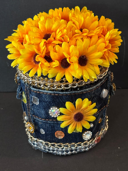 Exclusive:  Denim Sunflower Keepsake Candle