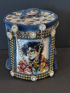 Exclusive!  Denim Leopard Bling Keepsake Candle