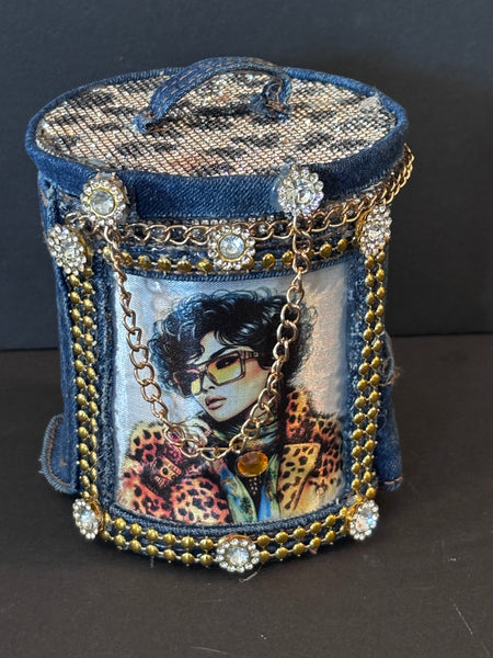 Exclusive!  Denim Leopard Bling Keepsake Candle
