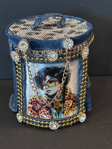 Exclusive!  Denim Leopard Bling Keepsake Candle