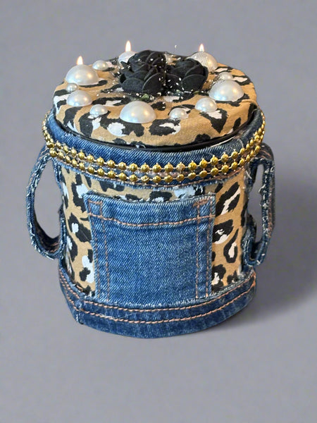 Exclusive!  Denim Leopard Lady Keepsake Candle