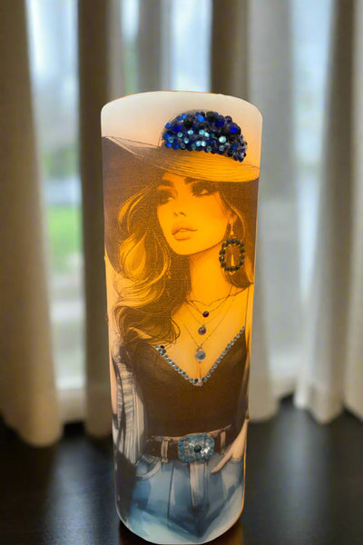 Custom Designer LED Candle (Floppy Hat Diva)