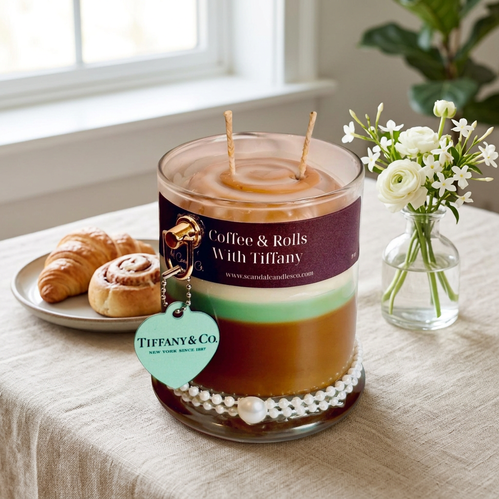 Coffee & Rolls with Tiffany on a breakfast nook table