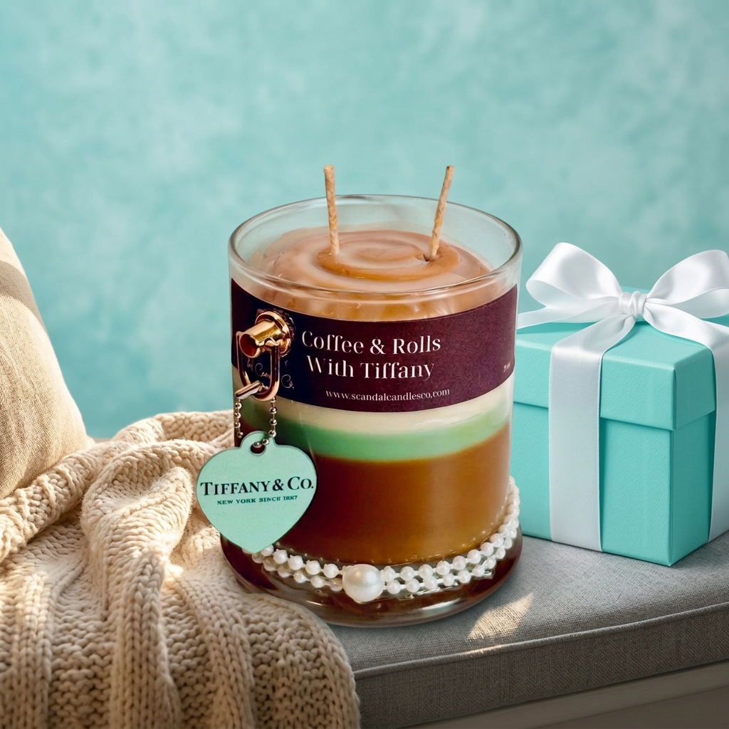 Coffee & Rolls with Tiffany with robin's-egg blue background, window seat version