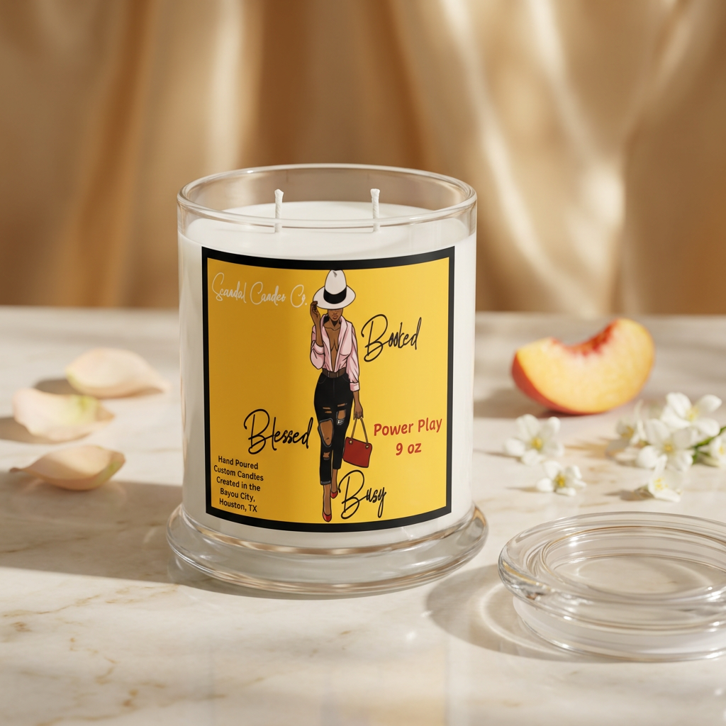 Blessed Booked and Busy candle with rose peach and jasmine styling inspired by its fragrance notes