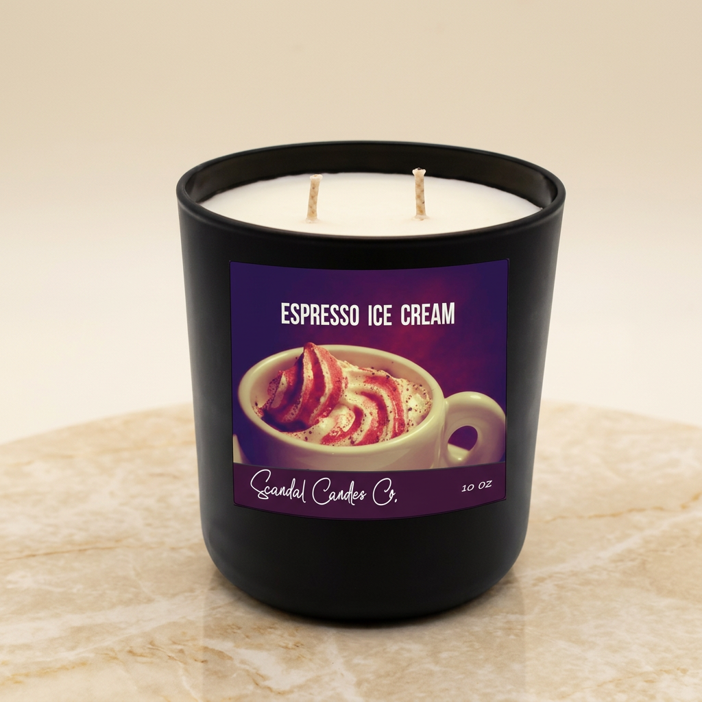 Espresso Ice Cream candle on an ivory studio background