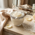 Pearl and rhinestone mini votive styled on an elegant vanity